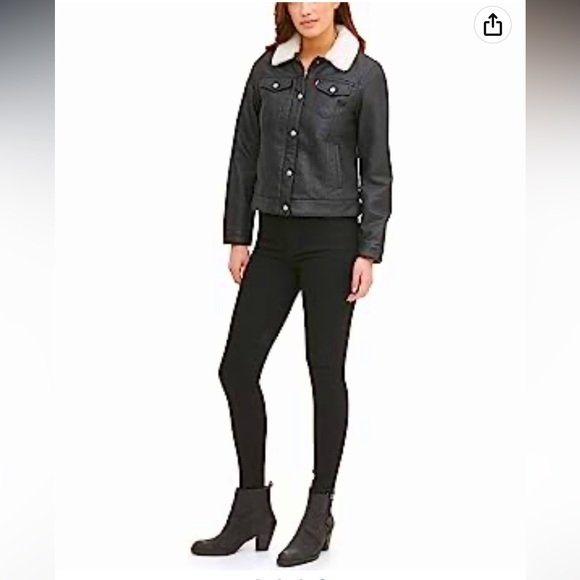 Levi's Strauss & CO Faux Leather Jacket With Removable Sherpa Collar - Picture 2 of 16